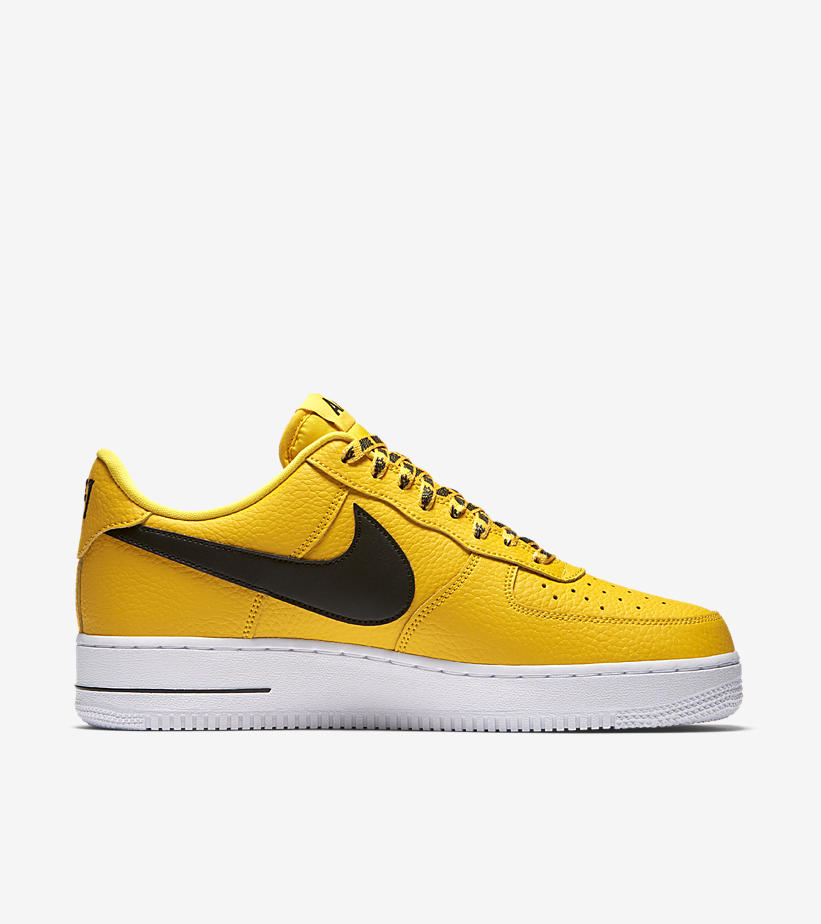black yellow and white air force ones
